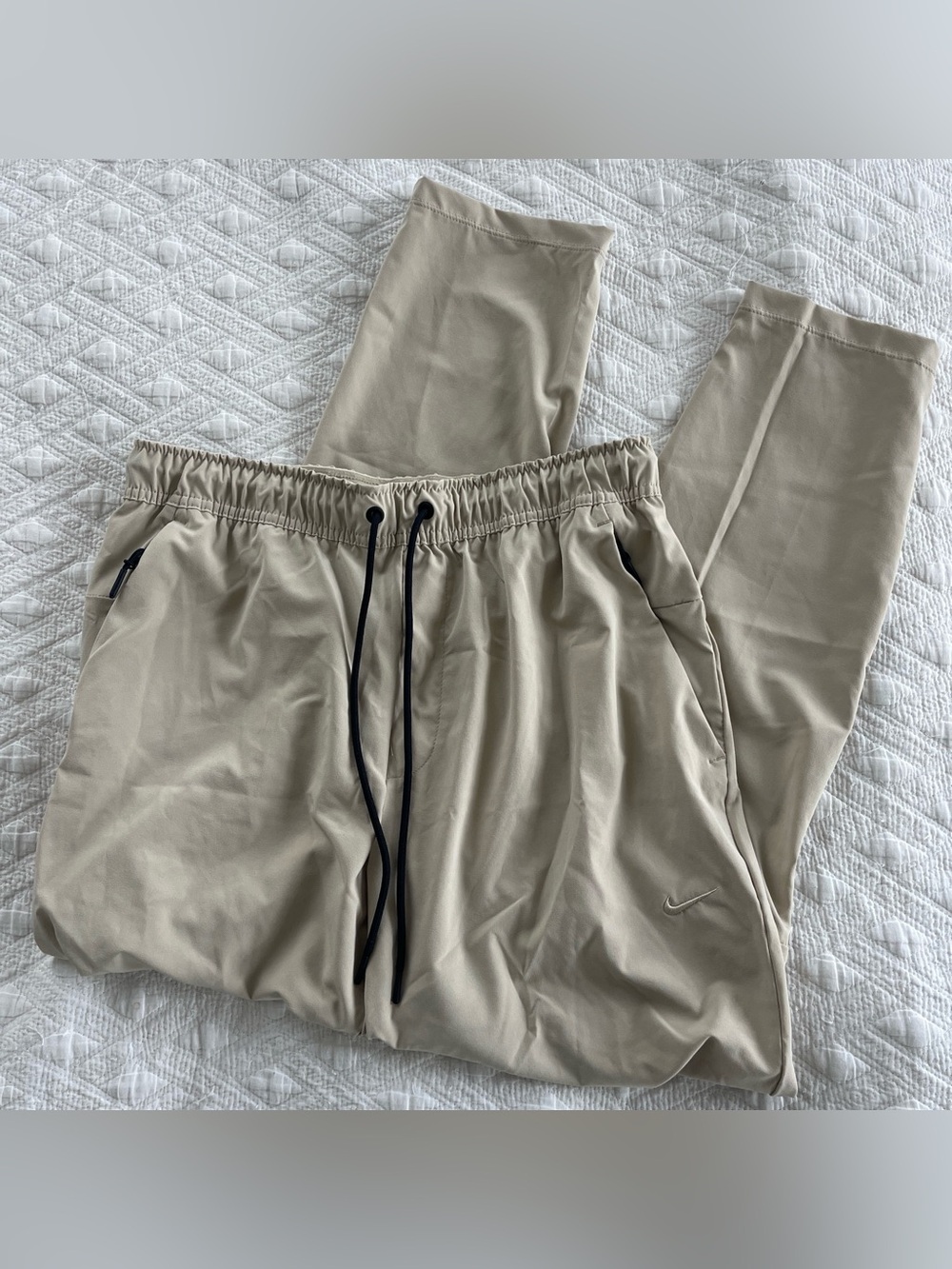 Nike Khaki Drawstring Joggers with Black Accents